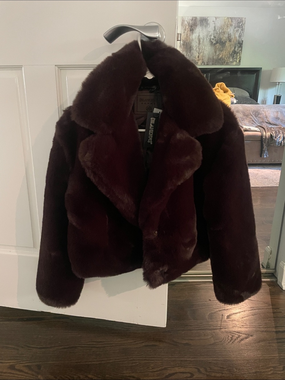 Blank NYC Faux Fur Cropped Jacket Americano XS NWT